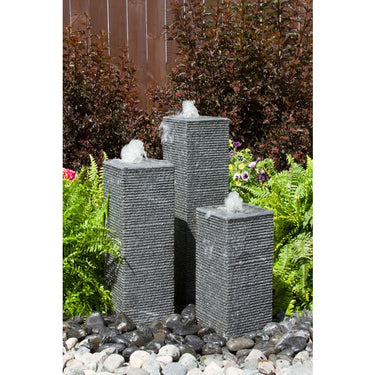 Real Stone Fountains ABHF10K Square Chiseled Towers Fountain Kit Fountain Blue Thumb